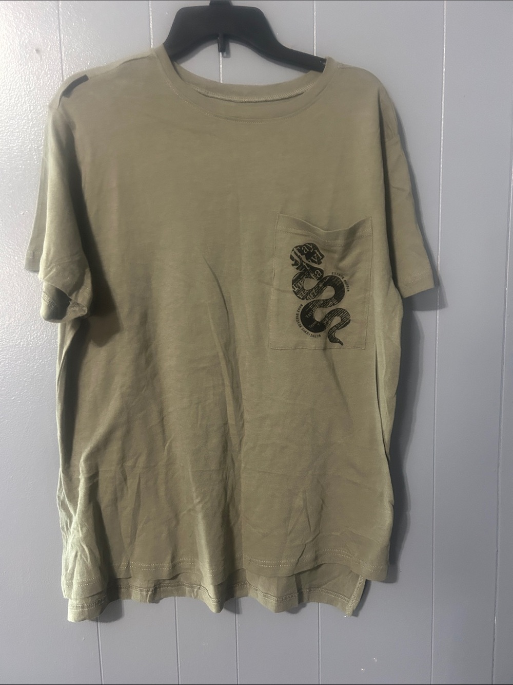Taylor Swift Reputation Olive Green Short-Sleeve Pocket Tee with Black Snake